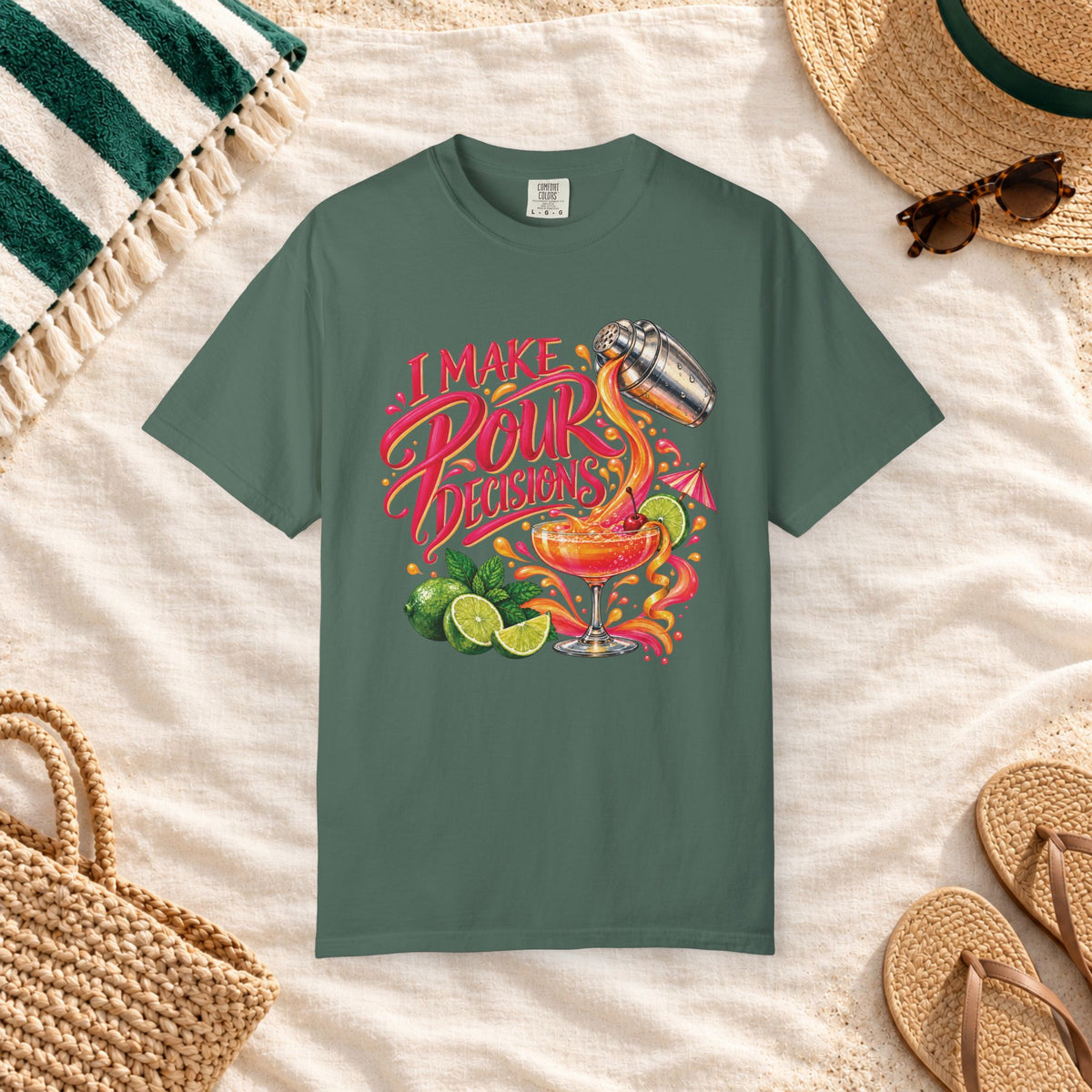 I Make Pour Decisions Cocktail Graphic T-Shirt in Blue Spruce