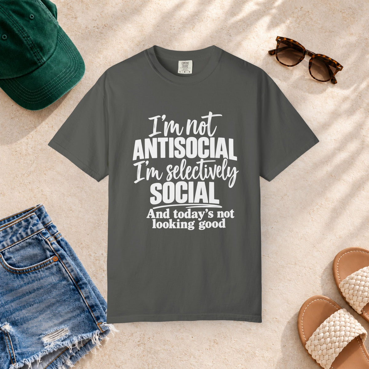 I'm Not Antisocial, I'm Selectively Social T-Shirt in Pepper — product view