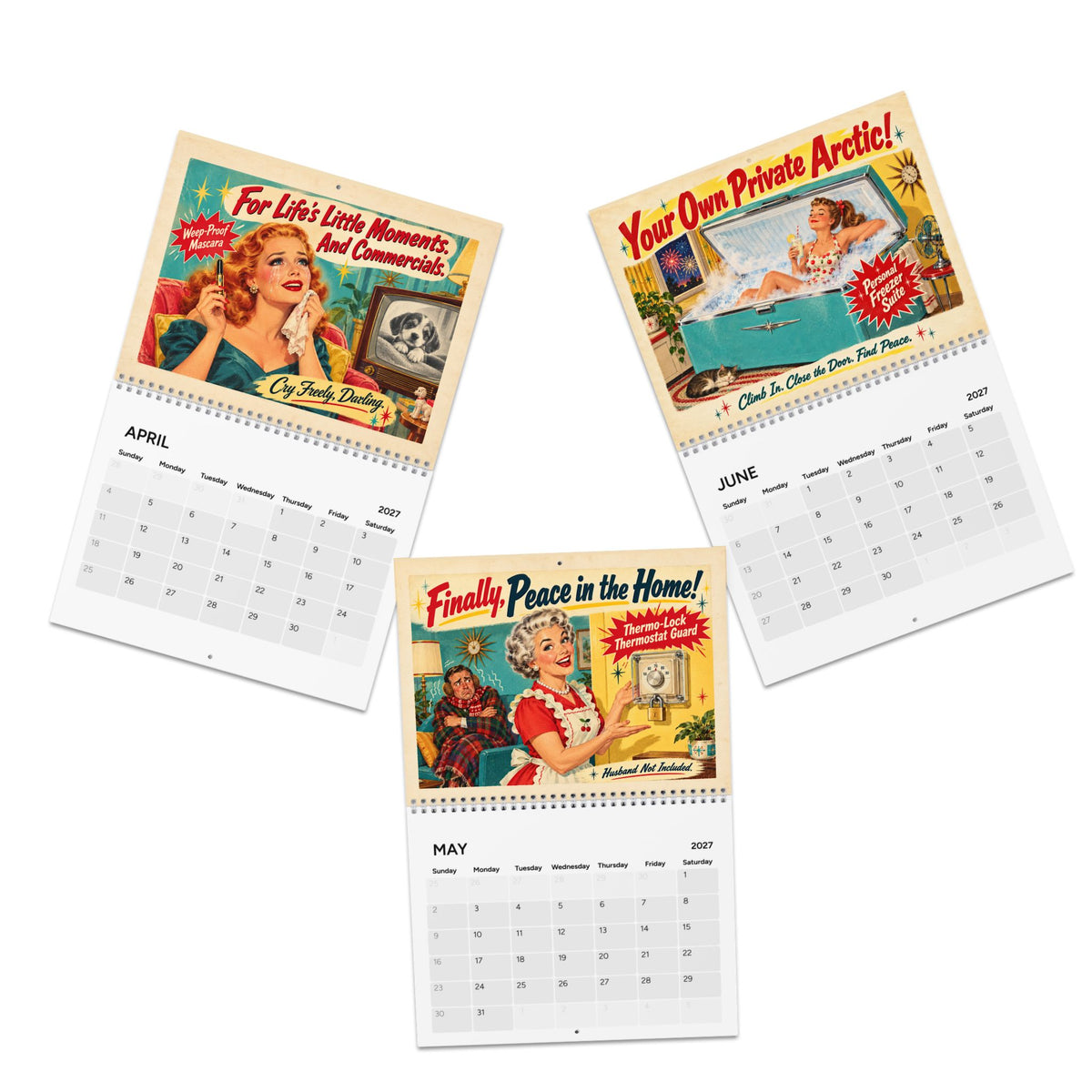 Retro Perimenopause Humor 2027 Wall Calendar