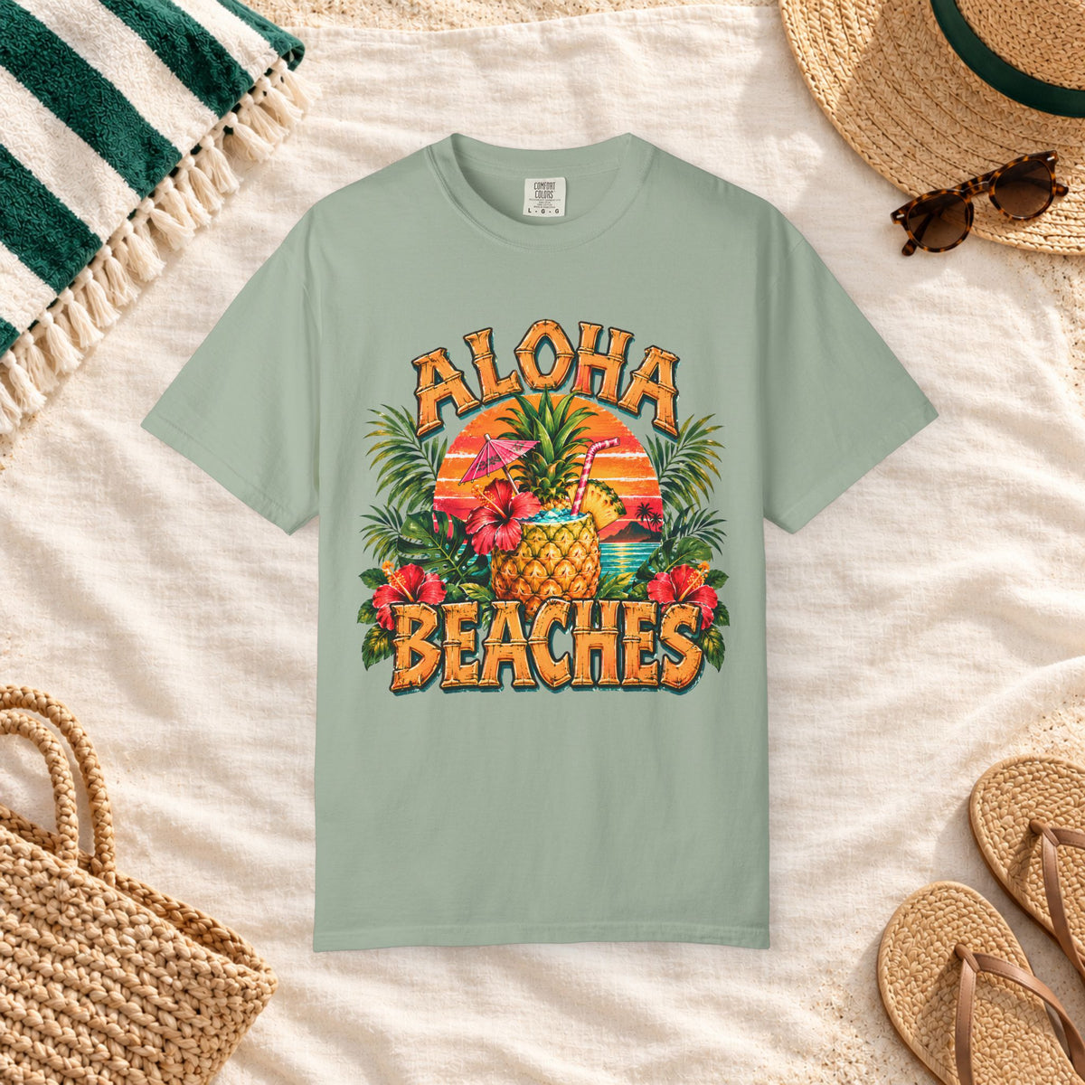 Aloha Beaches Tropical Pineapple T-Shirt in Bay