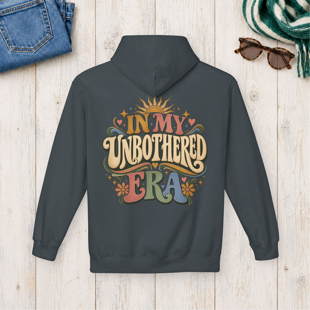 In My Unbothered Era Hoodie – Back Print in Dark Heather