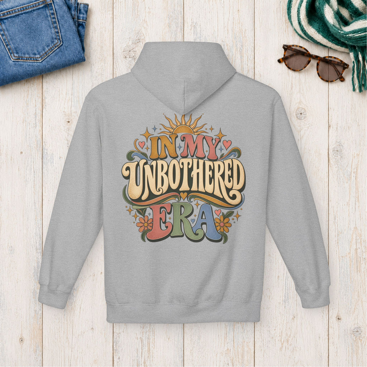 In My Unbothered Era Hoodie – Back Print in Sport Grey