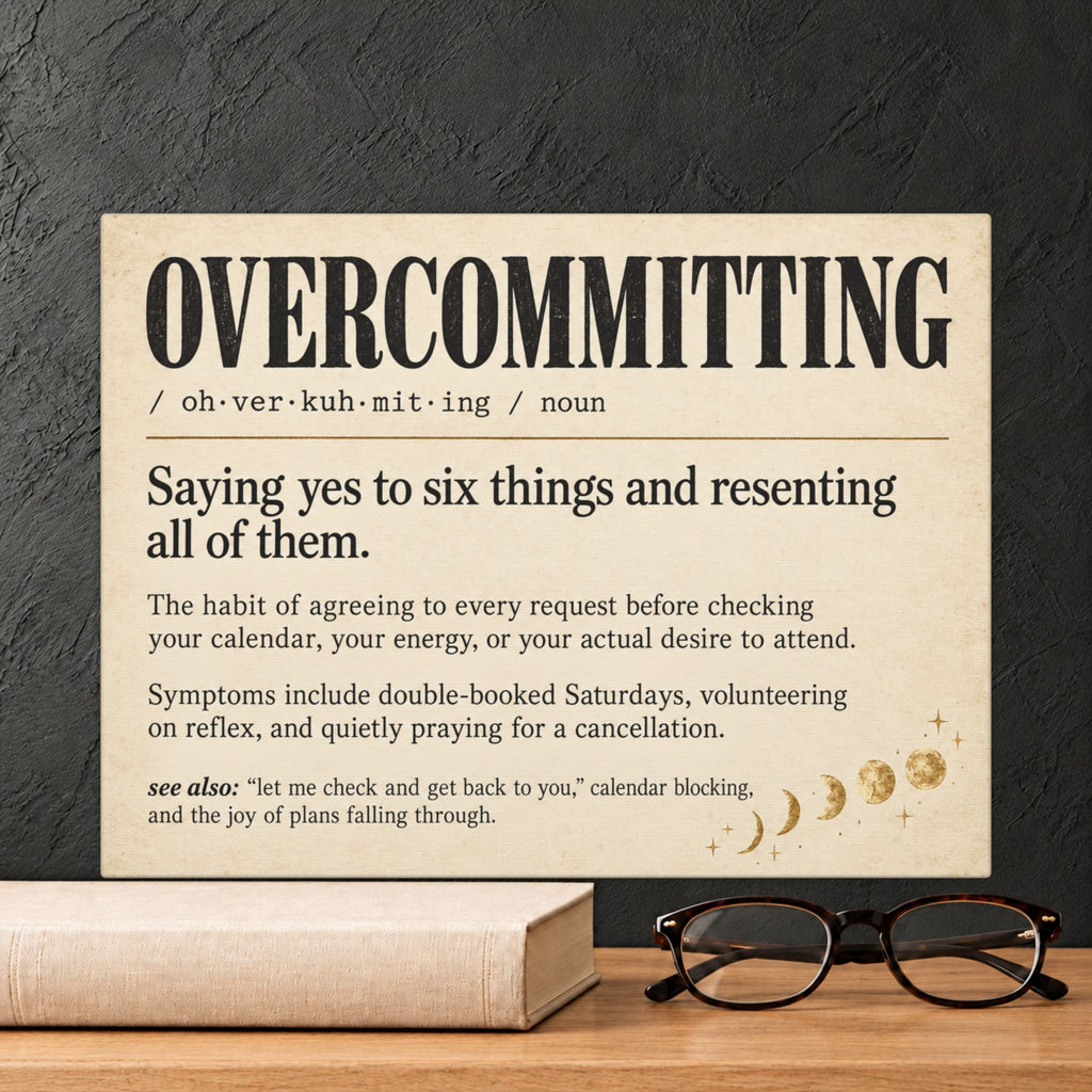 Overcommitting Definition Canvas Wall Art — 12" x 9" (Horizontal)
