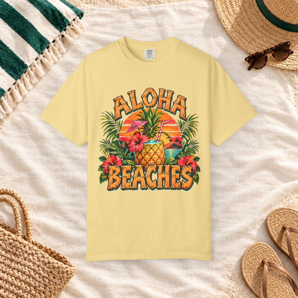 Aloha Beaches Tropical Pineapple T-Shirt in Butter