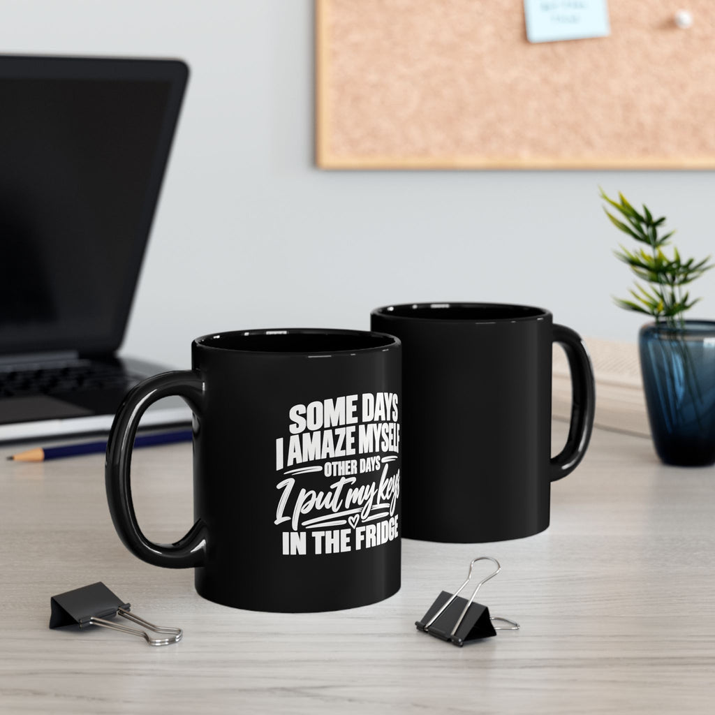 Some Days I Amaze Myself Black Ceramic Mug — product view