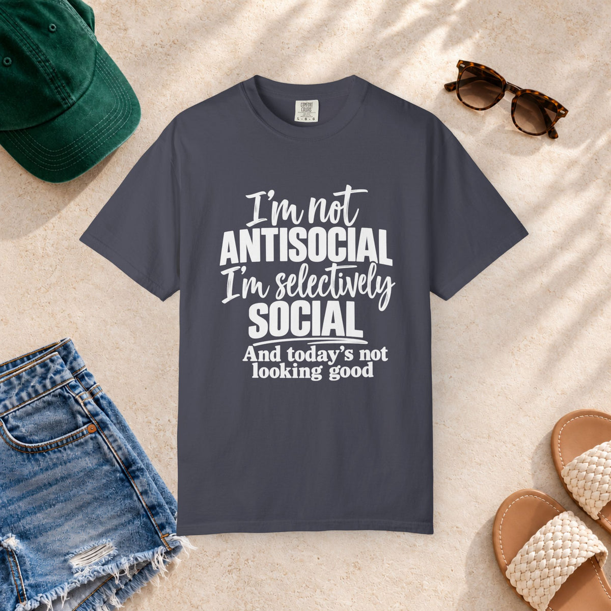 I'm Not Antisocial, I'm Selectively Social T-Shirt in Navy — product view