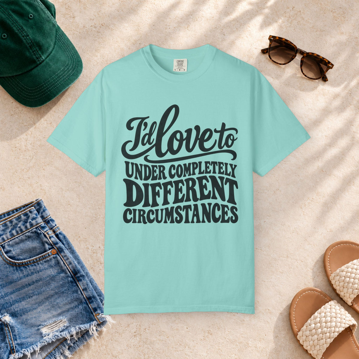 I'd Love To, Under Completely Different Circumstances T-Shirt in Chalky Mint — product view