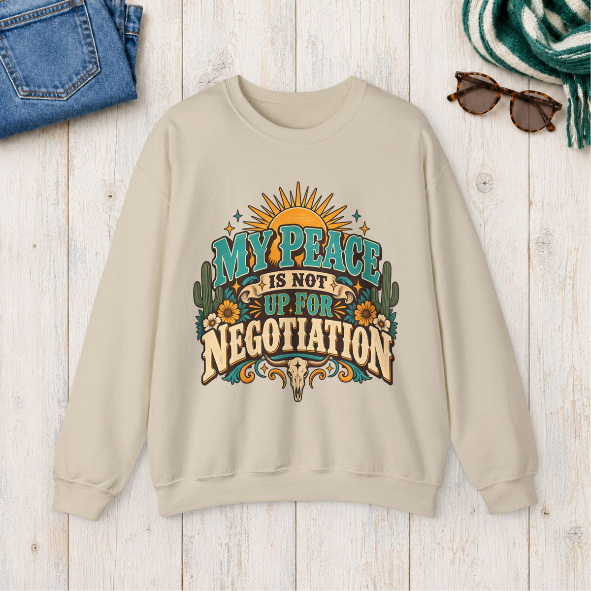 My Peace Is Not Up for Negotiation Sweatshirt in Sand