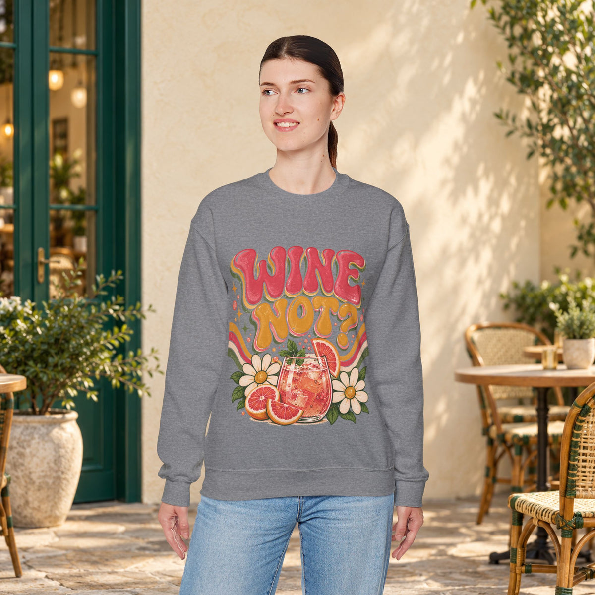 Wine Not? Floral Citrus Sweatshirt