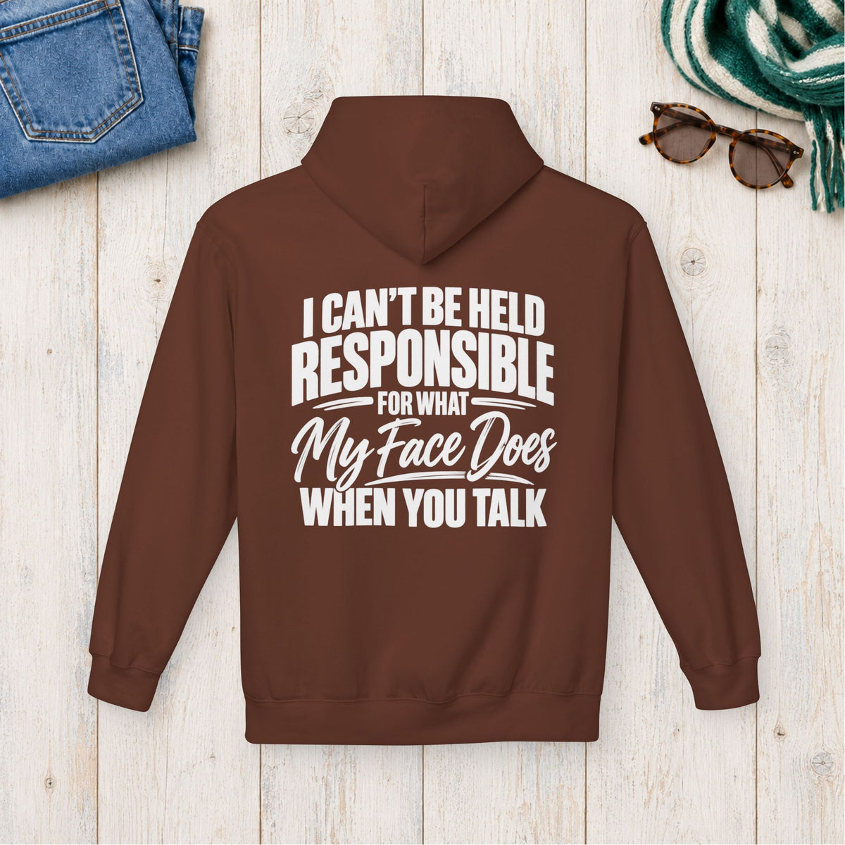 My Face Does When You Talk Hoodie in Cocoa — product view