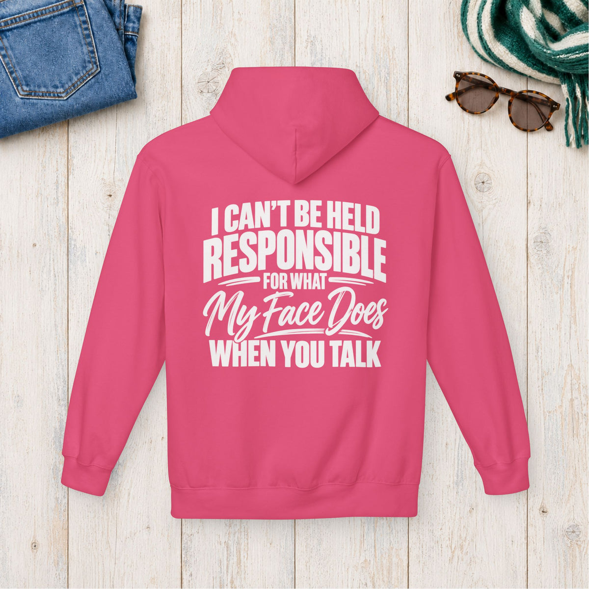 My Face Does When You Talk Hoodie in Pink Lemonade — product view