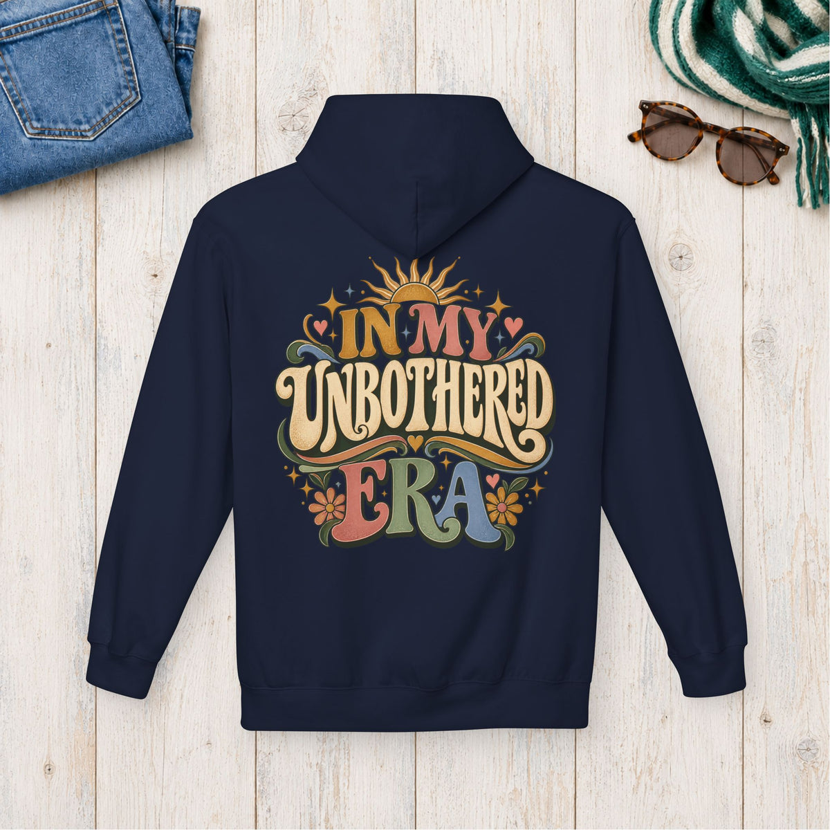 In My Unbothered Era Hoodie – Back Print in Navy