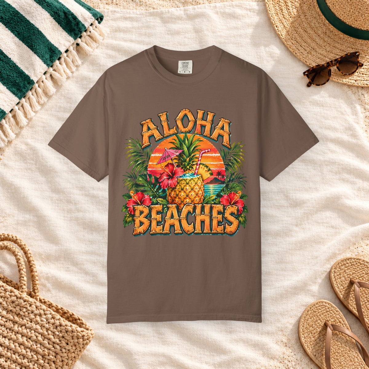 Aloha Beaches Tropical Pineapple T-Shirt in Espresso
