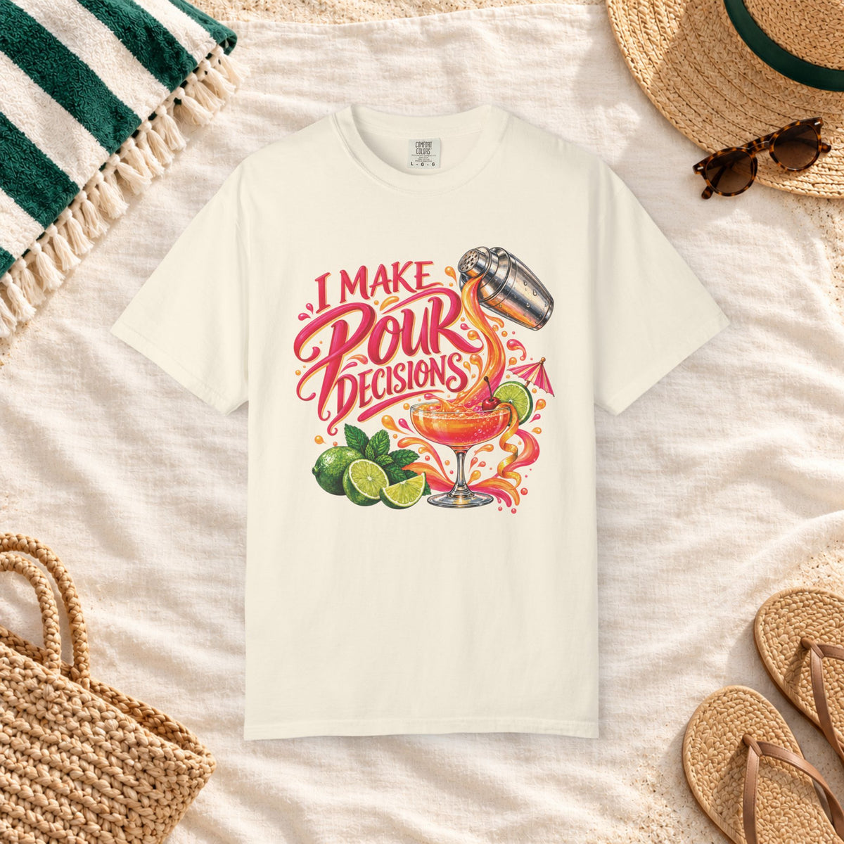 I Make Pour Decisions Cocktail Graphic T-Shirt in Ivory