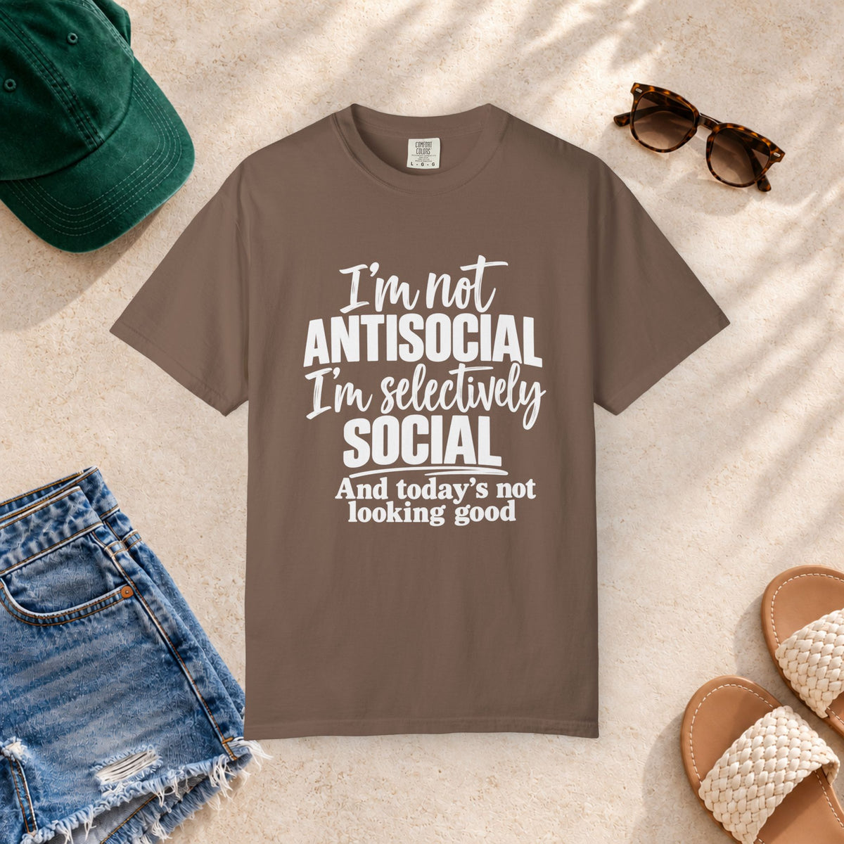 I'm Not Antisocial, I'm Selectively Social T-Shirt in Espresso — product view