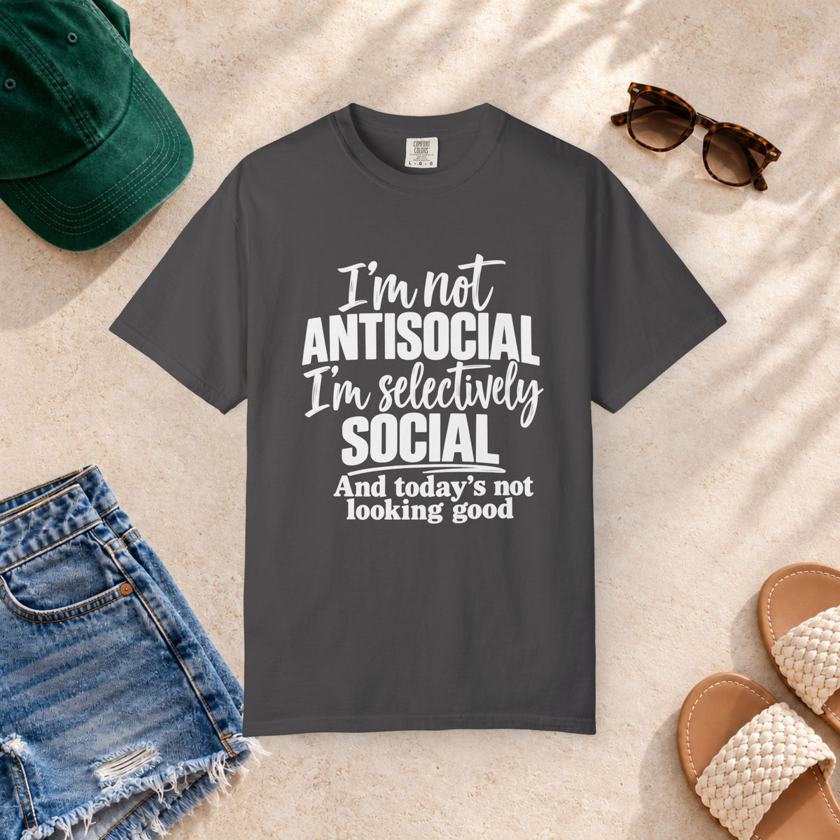 I'm Not Antisocial, I'm Selectively Social T-Shirt in Graphite — product view
