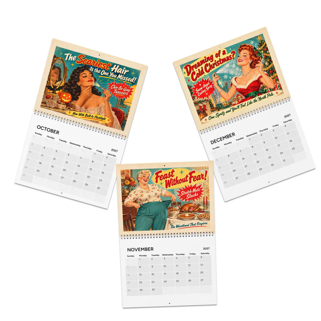 Retro Perimenopause Humor 2027 Wall Calendar