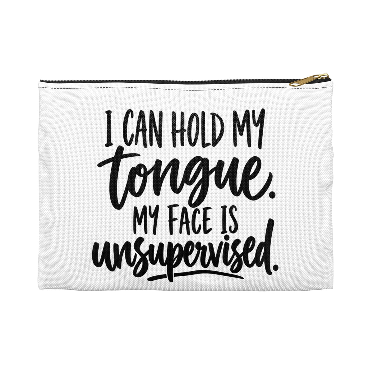 My Face Is Unsupervised Accessory Pouch in Black zipper, Small