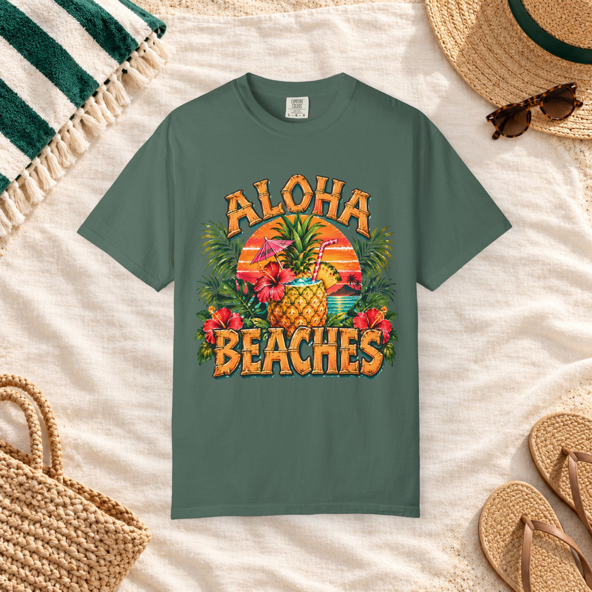 Aloha Beaches Tropical Pineapple T-Shirt in Blue Spruce