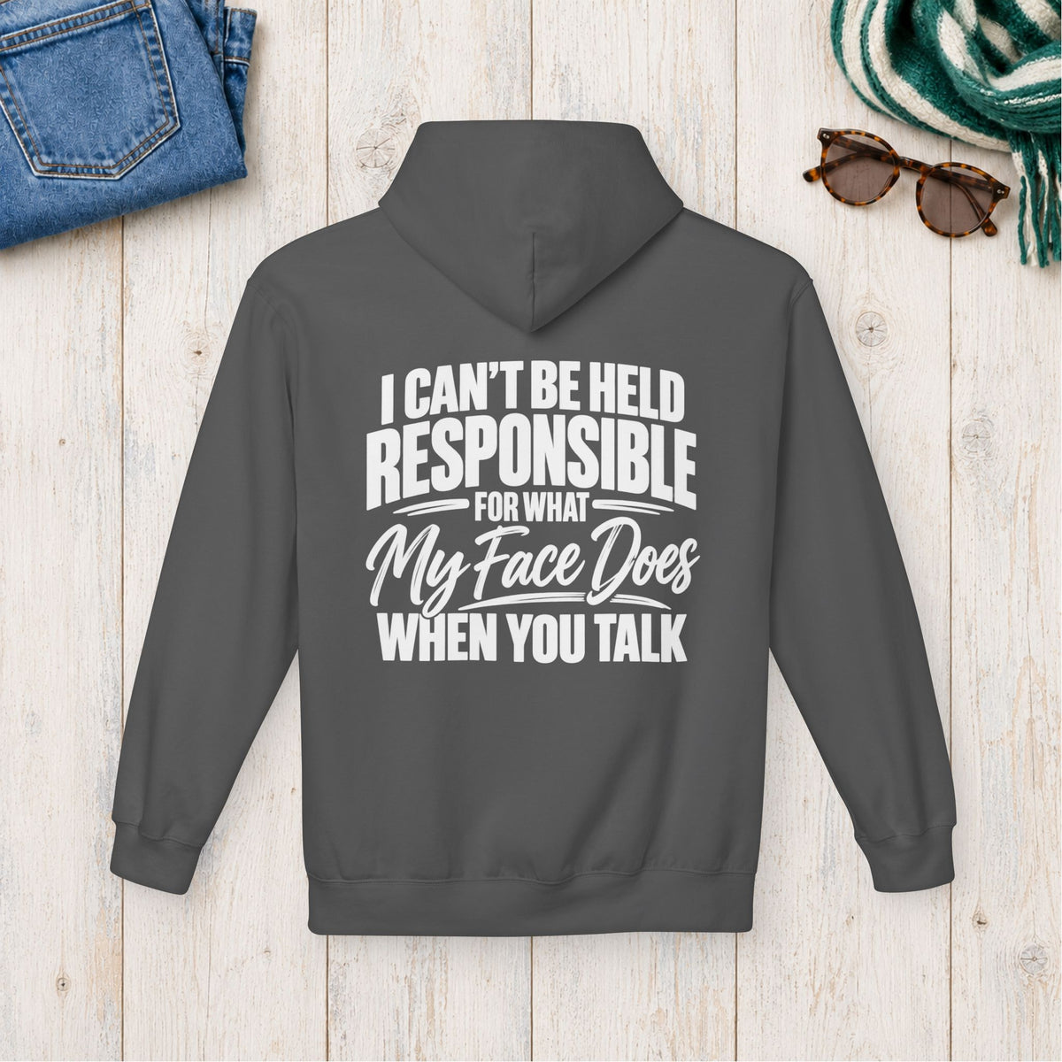 My Face Does When You Talk Hoodie in Charcoal — product view