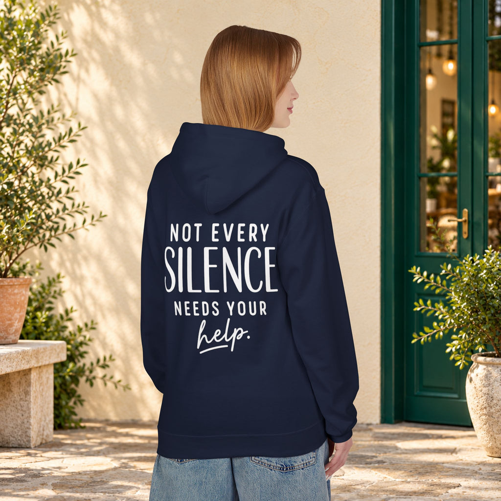 Not Every Silence Needs Your Help Hoodie — product view
