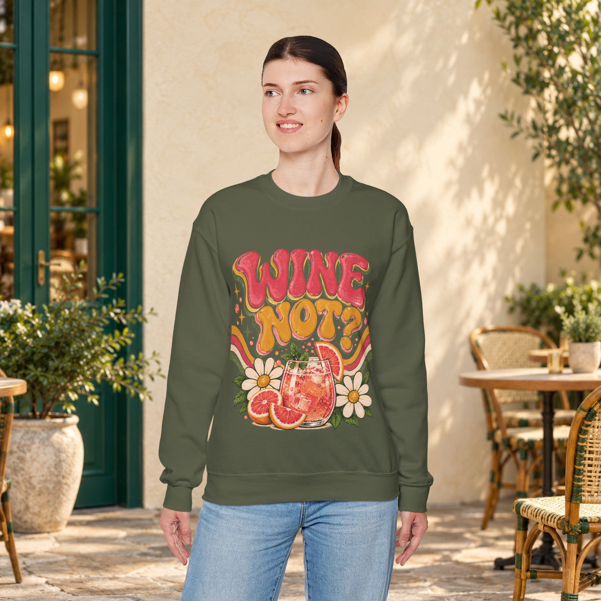 Wine Not? Floral Citrus Sweatshirt