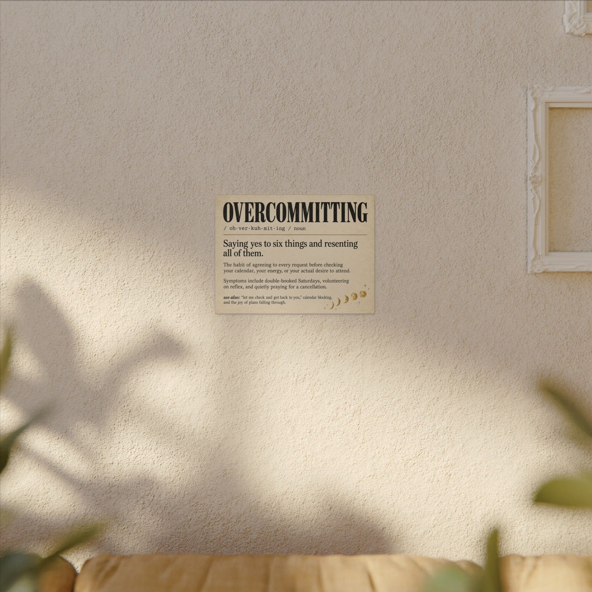 Overcommitting Definition Canvas Wall Art