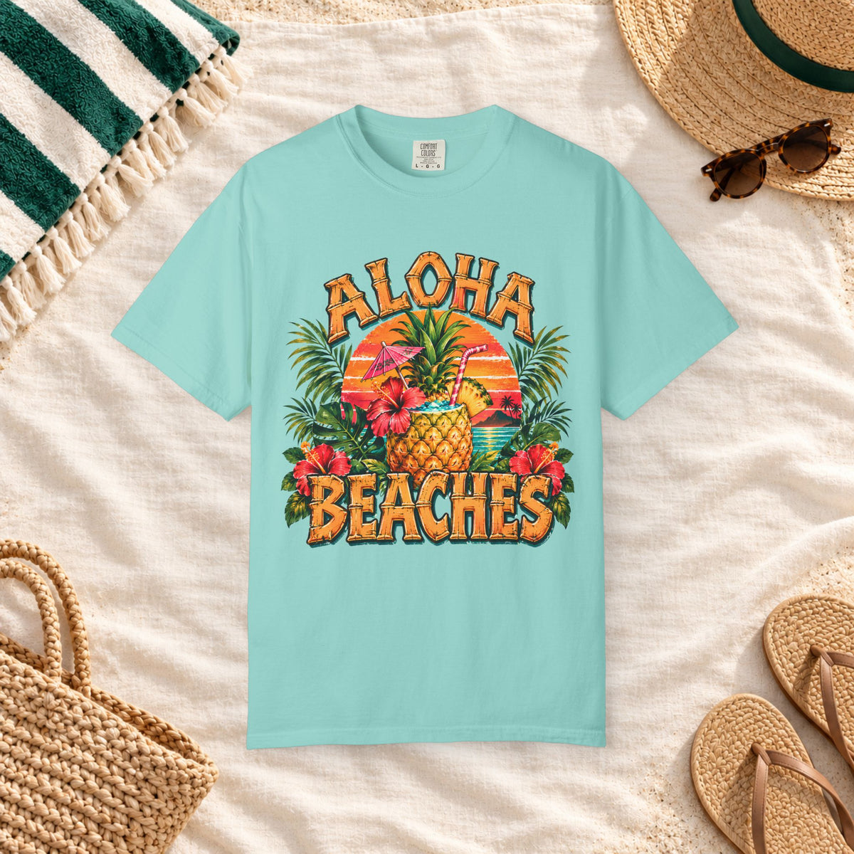 Aloha Beaches Tropical Pineapple T-Shirt in Chalky Mint