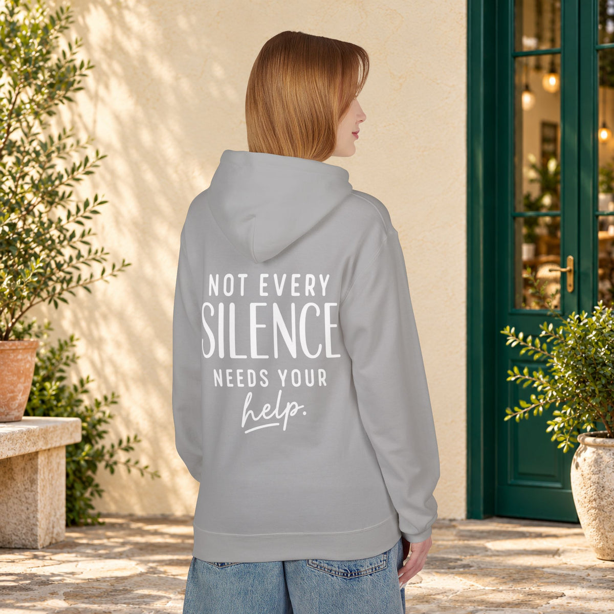 Not Every Silence Needs Your Help Hoodie — product view