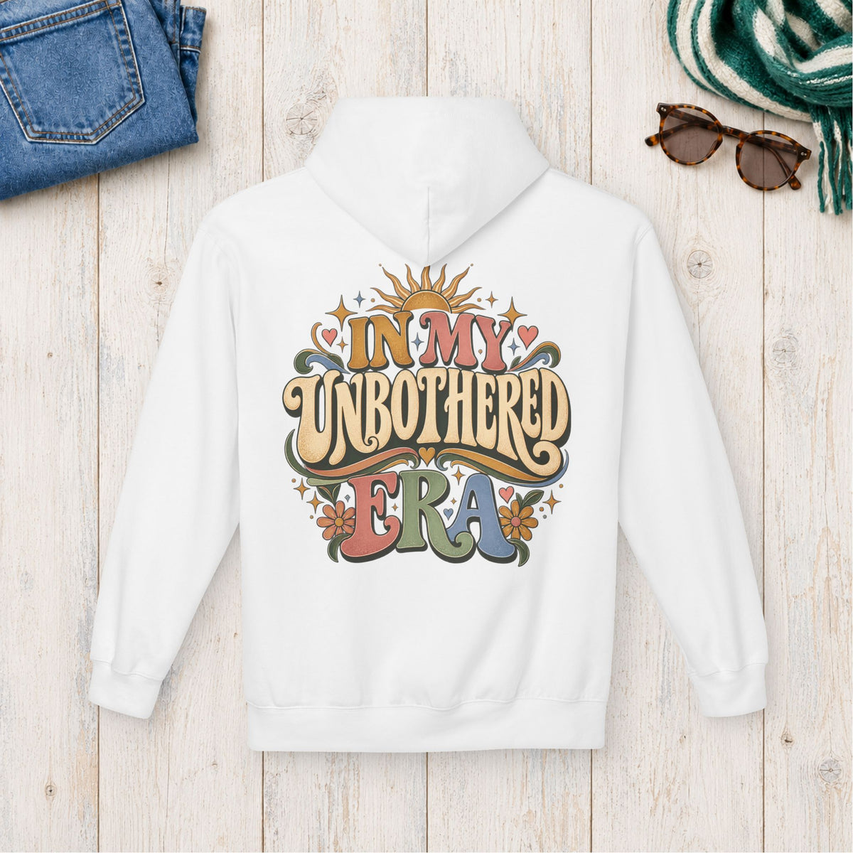 In My Unbothered Era Hoodie – Back Print in White