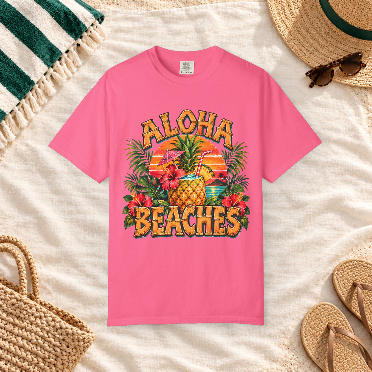Aloha Beaches Tropical Pineapple T-Shirt in Crunchberry