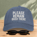 Please Remain Over There Coastal Washed Cap in Blue Jean — product view