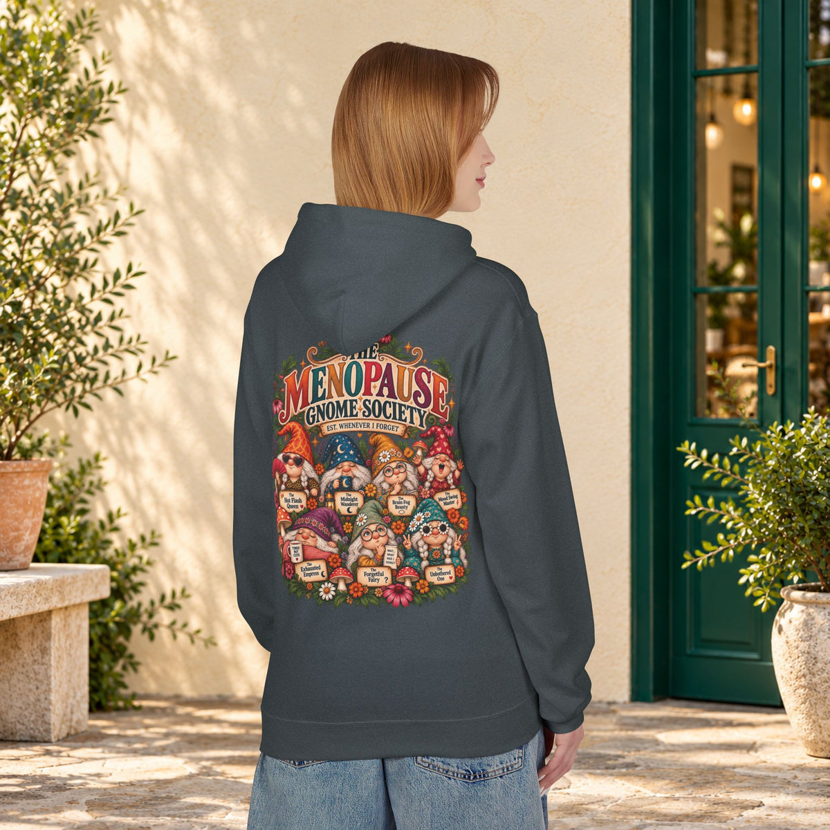 Menopause Gnome Society Hoodie – Back Print