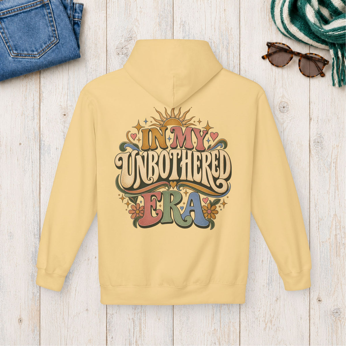 In My Unbothered Era Hoodie – Back Print in Yellow Haze