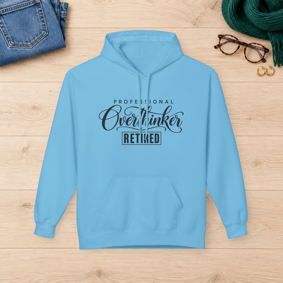 Professional Overthinker: Retired Hoodie in Sky