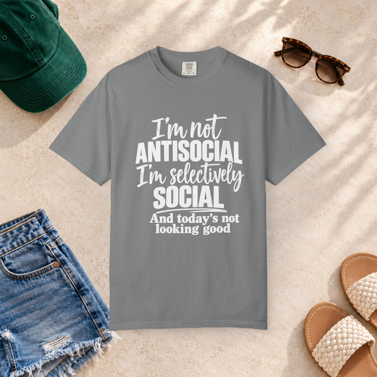 I'm Not Antisocial, I'm Selectively Social T-Shirt in Grey — product view