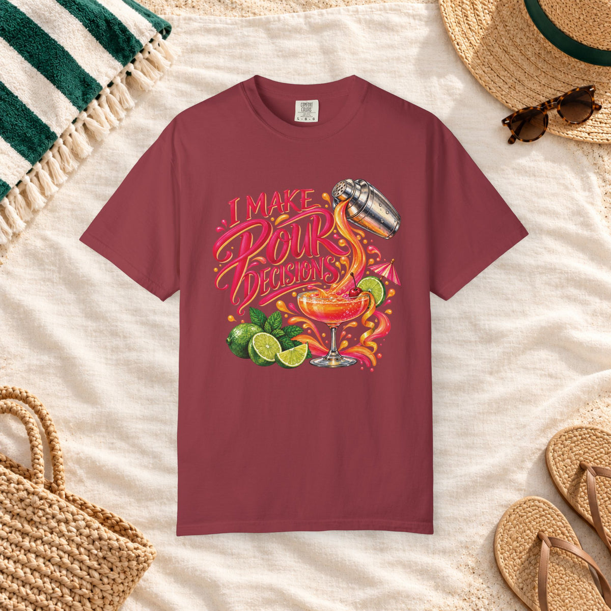 I Make Pour Decisions Cocktail Graphic T-Shirt in Chili