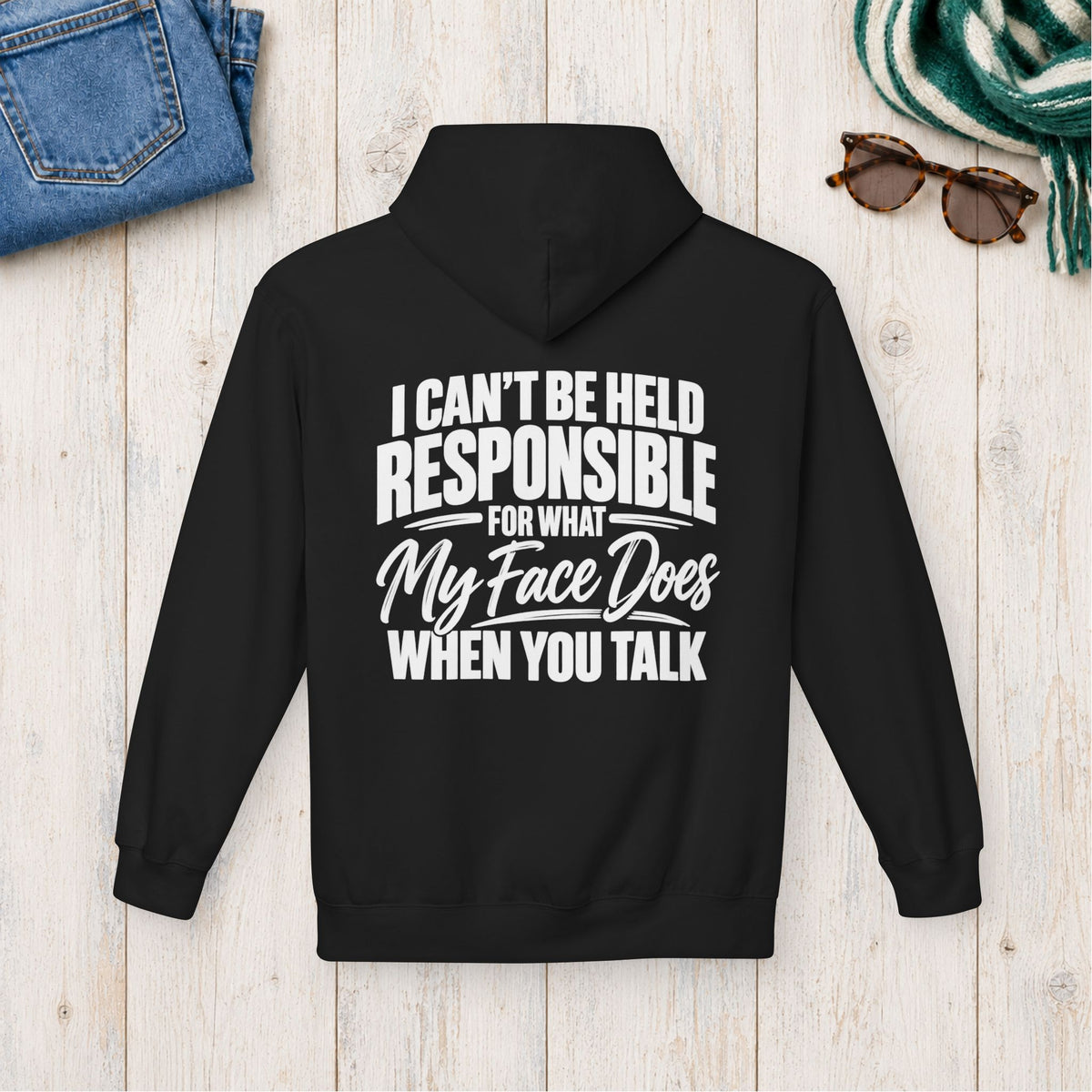 My Face Does When You Talk Hoodie in Black — product view
