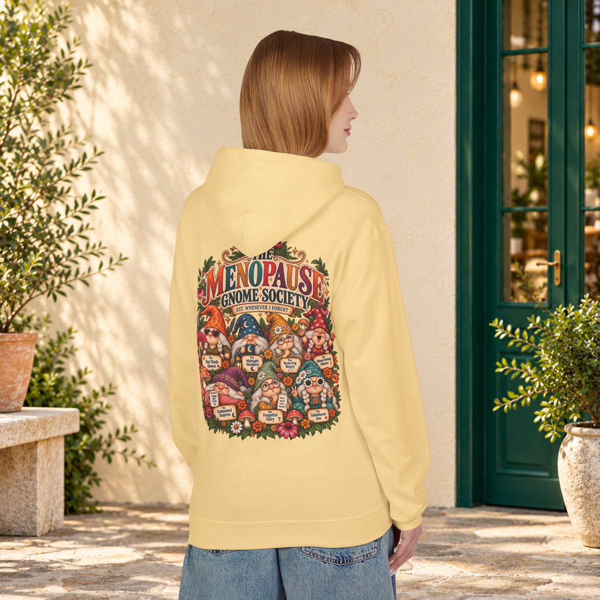 Menopause Gnome Society Hoodie – Back Print