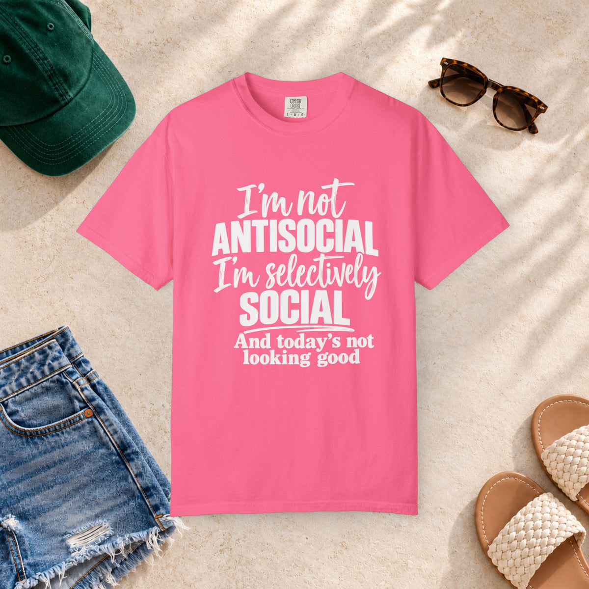 I'm Not Antisocial, I'm Selectively Social T-Shirt in Crunchberry — product view