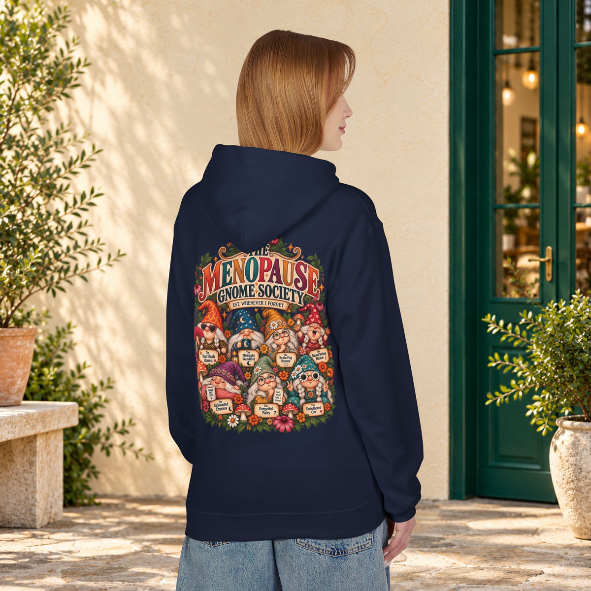 Menopause Gnome Society Hoodie – Back Print