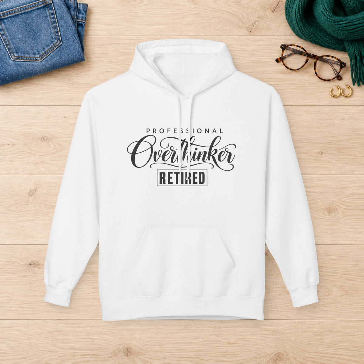Professional Overthinker: Retired Hoodie in White