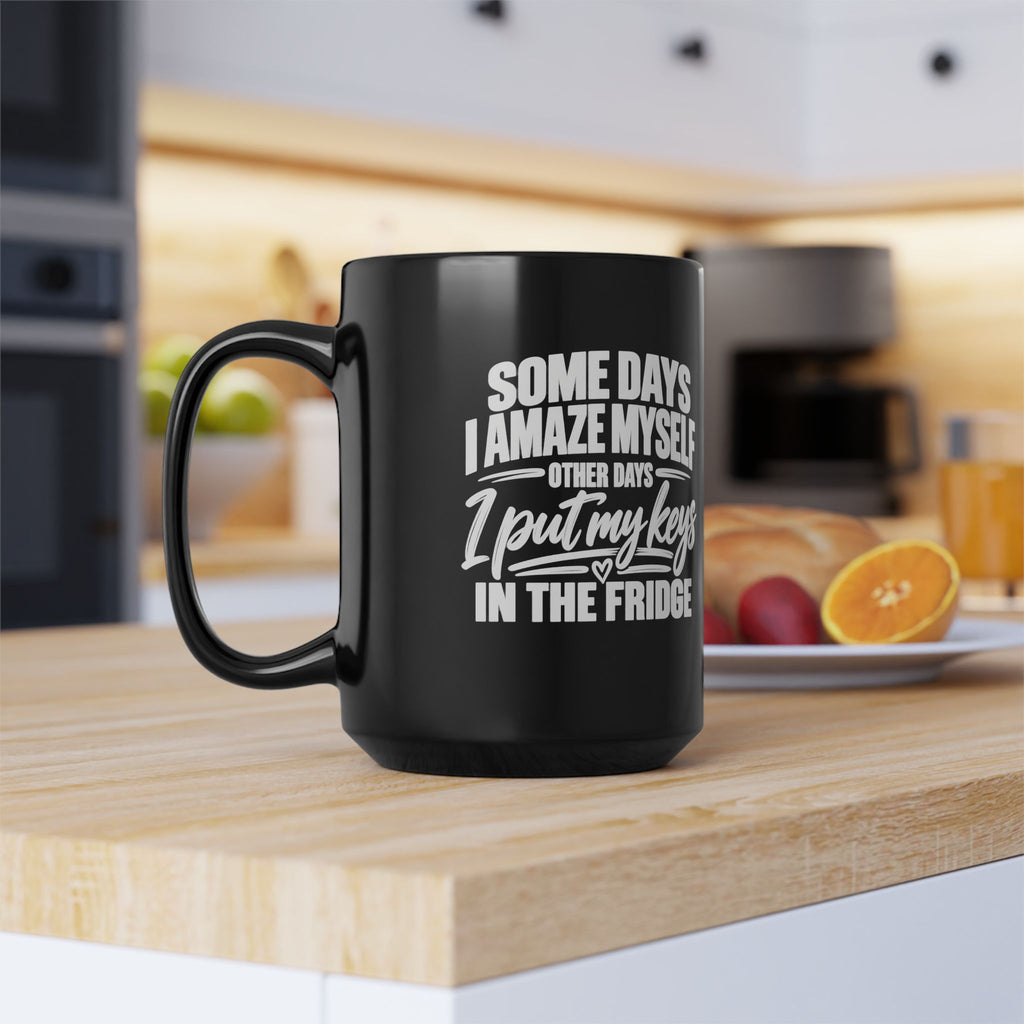 Some Days I Amaze Myself Black Ceramic Mug — product view
