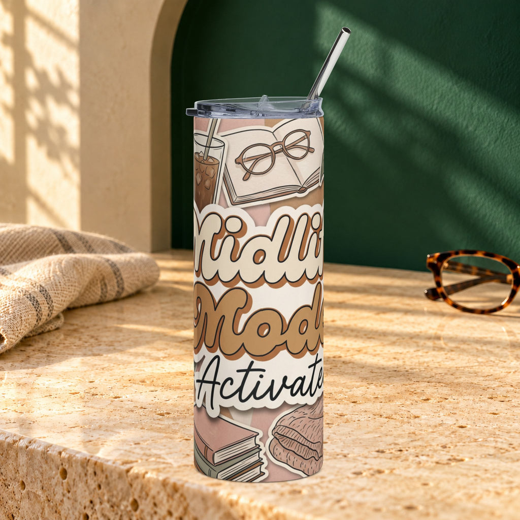 Midlife Mode Activated 20oz Stainless Steel Tumbler in White, 20oz