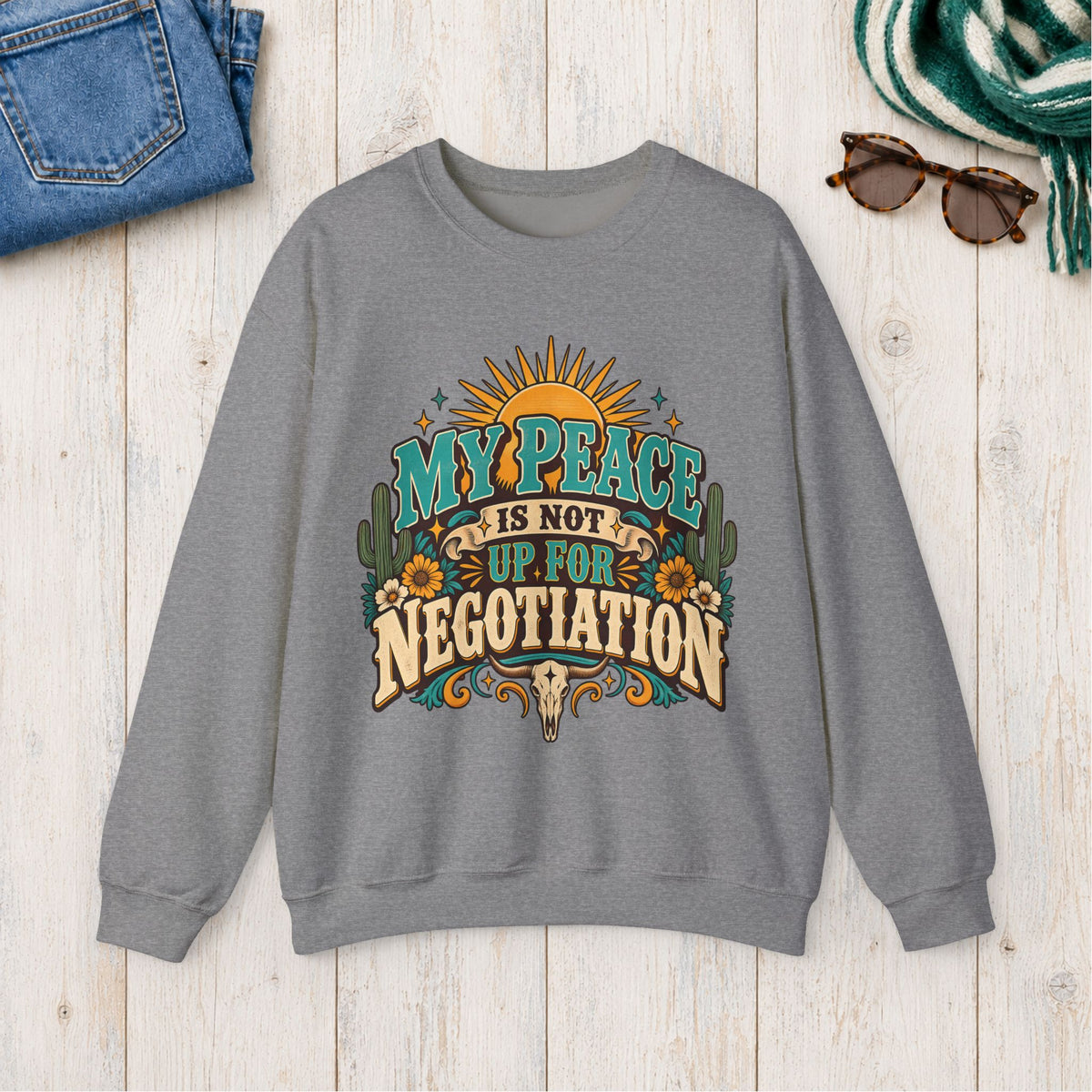 My Peace Is Not Up for Negotiation Sweatshirt in Graphite Heather