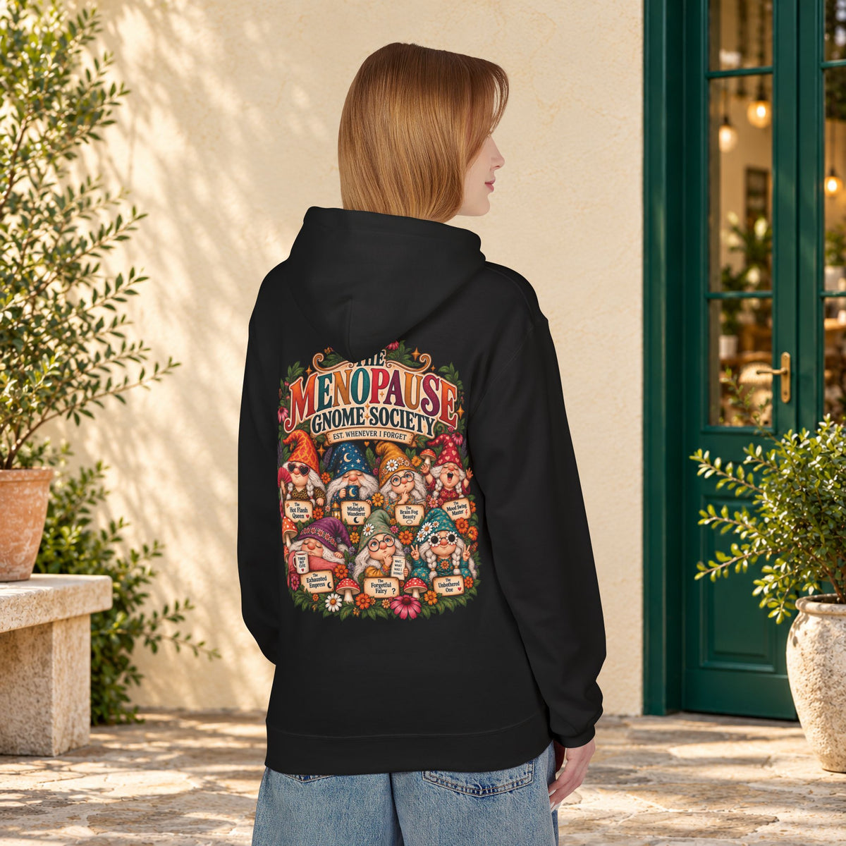 Menopause Gnome Society Hoodie – Back Print