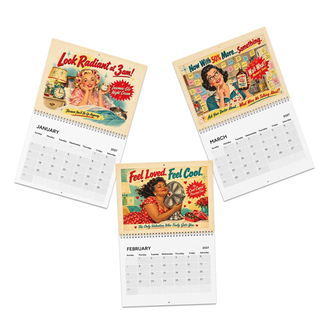 Retro Perimenopause Humor 2027 Wall Calendar