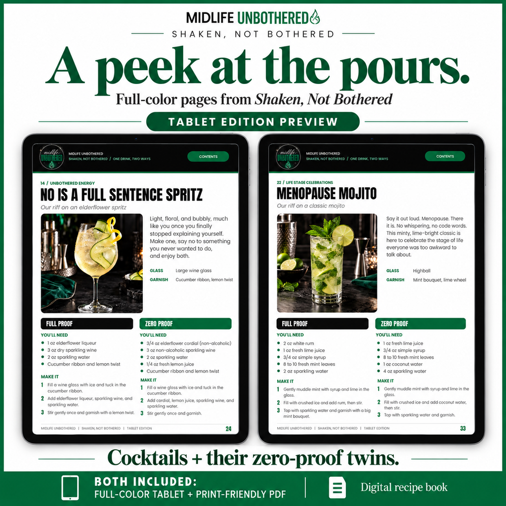 Shaken, Not Bothered: 25 Midlife Cocktails & Mocktails Recipe Book (Printable + Tablet PDF)