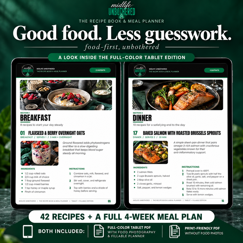 The Midlife Recipe Book & 4-Week Meal Planner: 42 Hormone-Supportive Recipes (Printable + Tablet PDF)