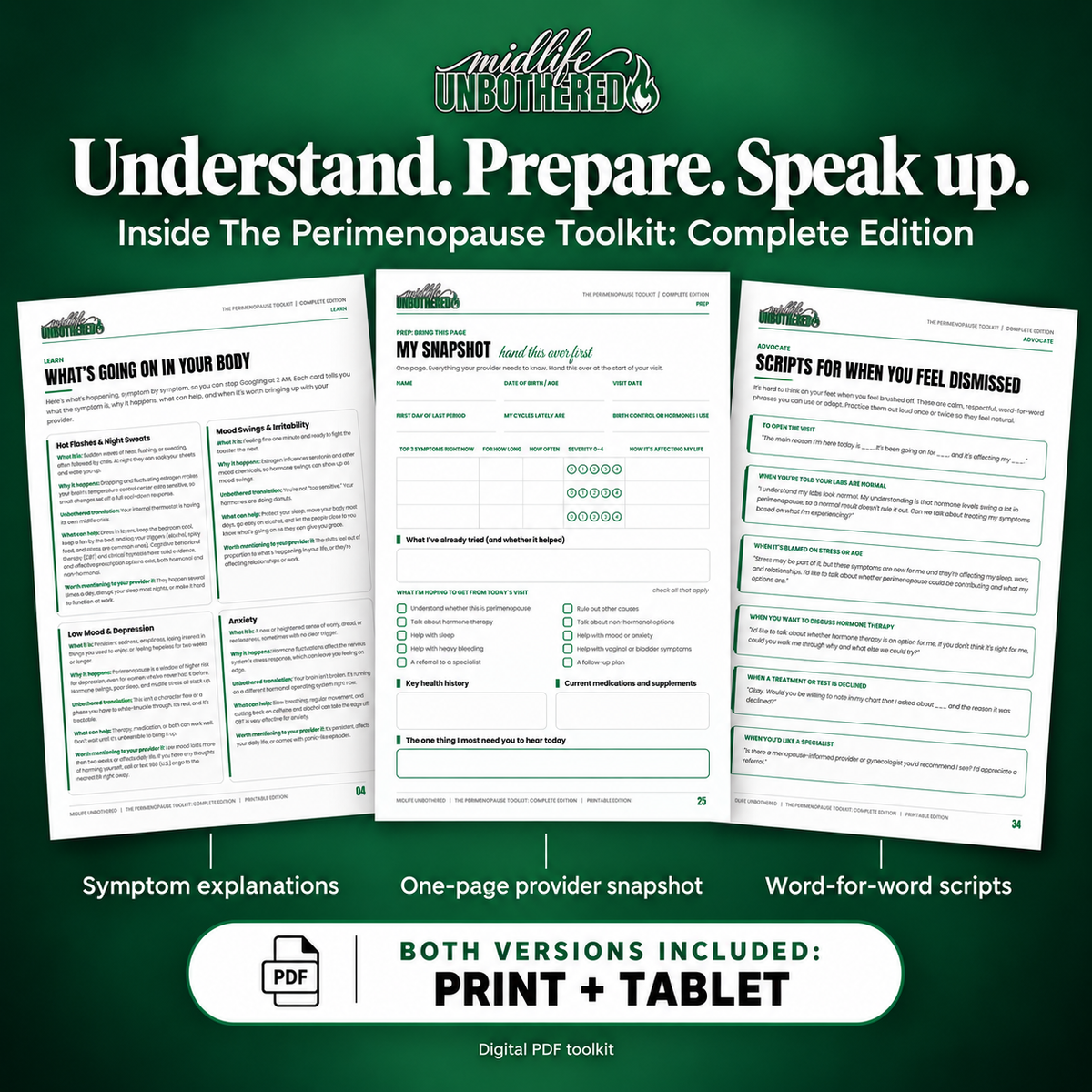 The Perimenopause Toolkit: Complete Edition | Symptom Tracker, Doctor Visit Planner & Self-Advocacy Guide (Printable + Tablet PDF)